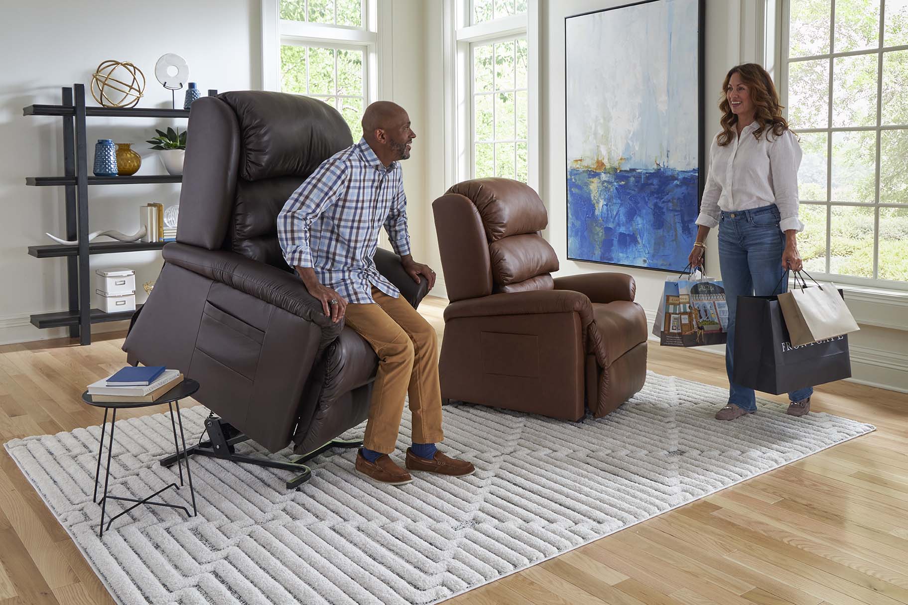 Golden Technologies Relaxer lift chair recliner in a home living room