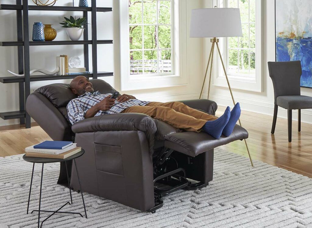 Golden Relaxer PR766 Large in the fully reclined sleep position with AutoDrive hand control
